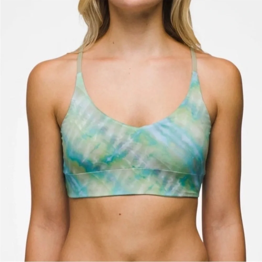NWT prAna blue green Willow Falls Bikini Top Size Small